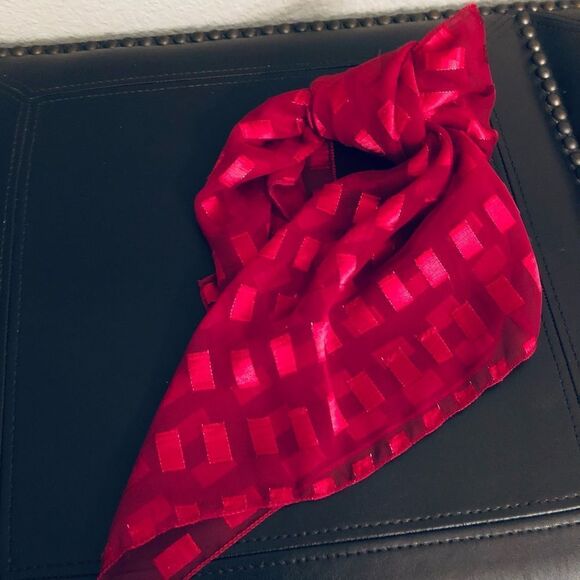 Sheer Red Square Neck Scarf Tie Accessory - Picture 3 of 3